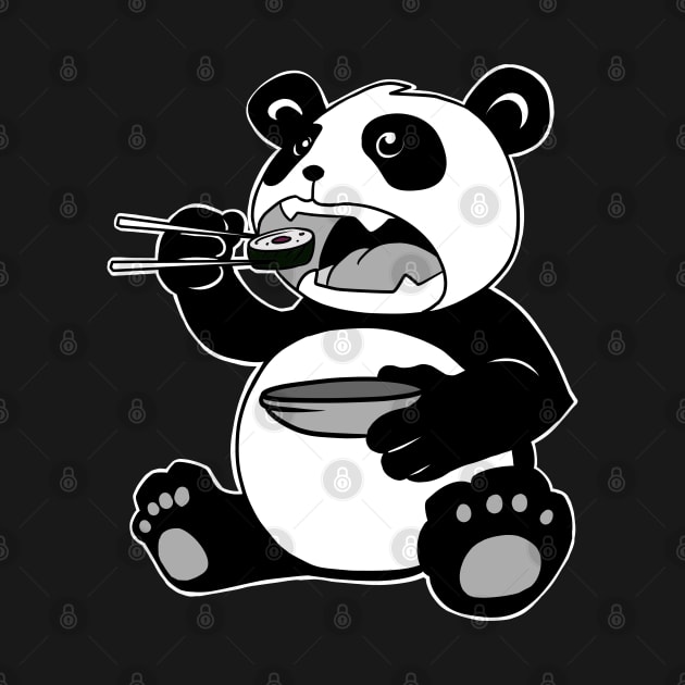 Panda Eating Sushi Cute Japanese Kawaii Panda by Dojaja