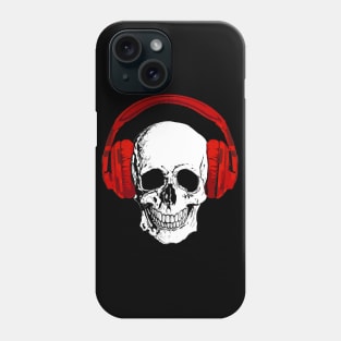 Skull with vintage red headphones Phone Case