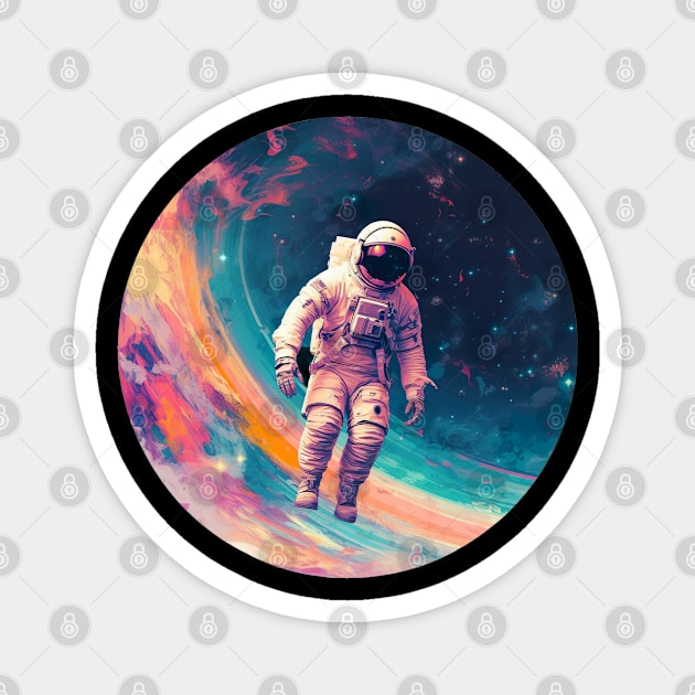 Cosmic Explorer - Space Traveling Astronaut T-shirt Design Magnet by PlutoOrigins