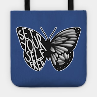 set yourself free butterfly 3 Tote