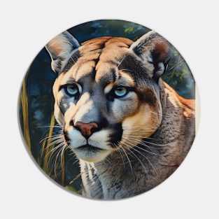 Oil Paint Hyperrealism: Majestic Zoo Cougar Pin