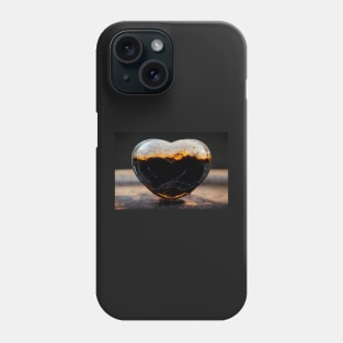 Black Broken Heart Art in Sunset /  Broken Hearts Unwind Designs Phone Case