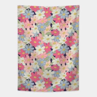 Cute spring wildflowers pastel soft colors pattern Tapestry