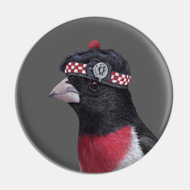 Rose-breasted Grosbeak Pin by Mikhail Vedernikov