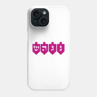 Magenta Dreidels in a Row with Hebrew Letters for Hanukkah Phone Case