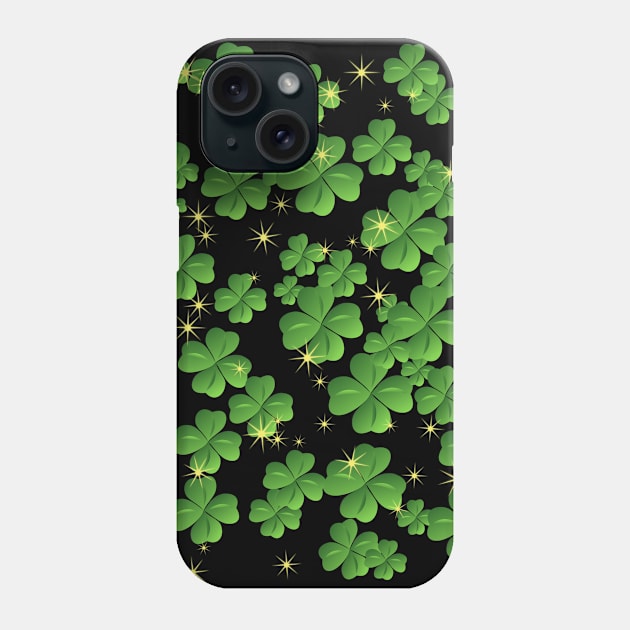 Four-Leaf Clover Design: Sparkle in Golden Elegance Phone Case by Lighttera