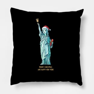 Santa Lady Liberty - Merry Christmas and Happy New York Pillow