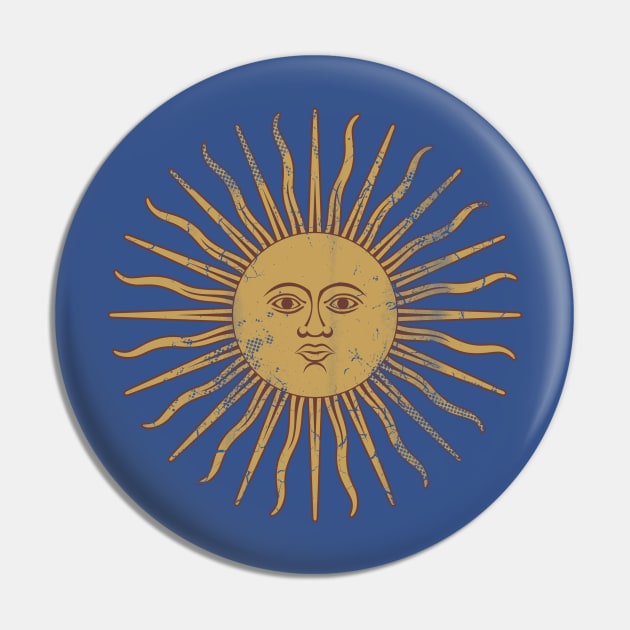 Vintage Argentina Sun Flag Retro Fade Pin by E