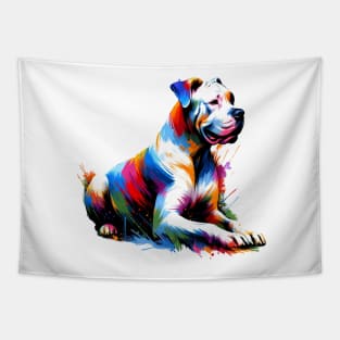 Artistic Dogo Argentino in Vibrant Splash Paint Style Tapestry