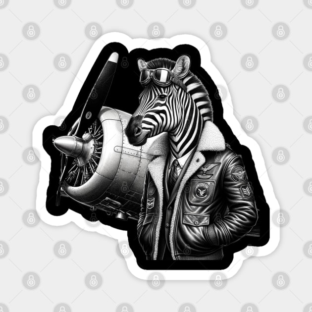 Funny Zebra Pilot Magnet by Merchweaver