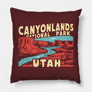 Retro Canyonlands National Park Utah US Vintage Illustration Pillow