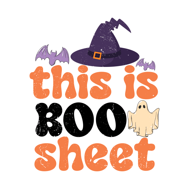 This Is Boo Sheet Ghost Retro Halloween Costume Men Women by KRMOSH