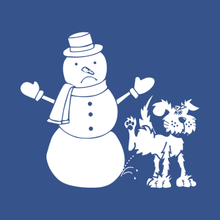 Snowman with Dog Pissing on him T-Shirt