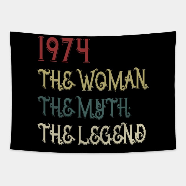 Vintage Retro 1974 Legend Gift 46th Birthday Womens Tapestry by Damsin