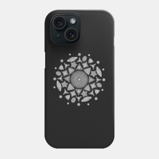 Black and White Diatom Mandala Phone Case