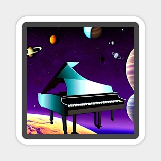 Futuristic Piano Floating Around The Galaxy Magnet