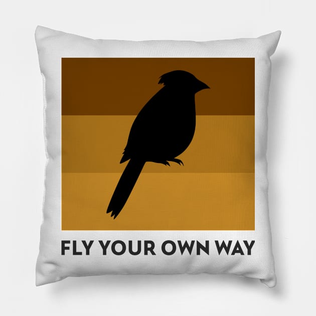 Fly Your Own Way Parrot Bird design, Motivational Quote Pillow by TatianaLG