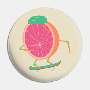 skating grapefruit Pin