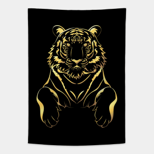 Black tiger and gold Tapestry