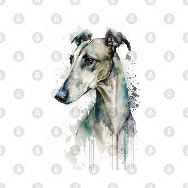 Greyhound or Grayhound Dog Watercolor Portrait by designs4days