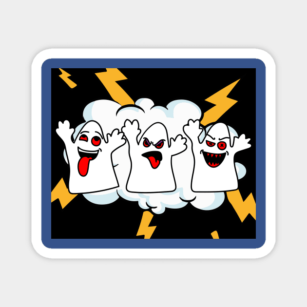 Funny Little Ghosts Halloween Magnet by flofin