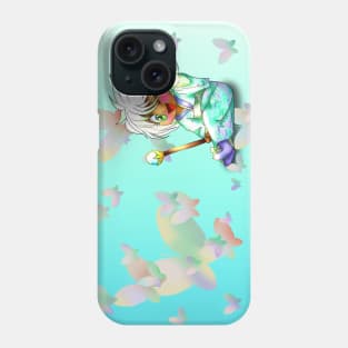 happy chibi elf magician in a turquoise kimono Phone Case