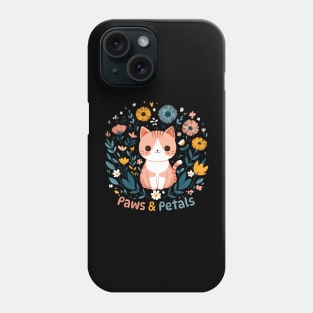 Paws and Petals | Cute smiley Kitty Cat in a Flower Garden | Cat lover design Phone Case