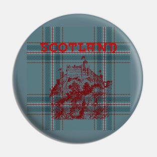 Scottish plaid with castle design Pin