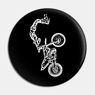 Motocross Jumping Freestyle White Sketch Art Pin