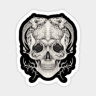 Skull head surrealist art and skull animal. Magnet