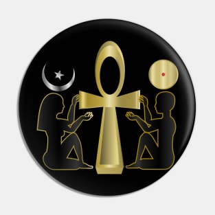 Male Female Gold Ankh - Black Pin