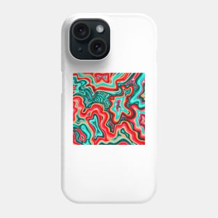 Coquelicot and Congo Pink Inkscape Suminagashi Kintsugi Japanese Ink Marbling Pattern Phone Case