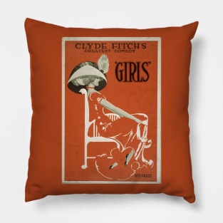 Clyde Fitch's greatest comedy, "Girls" - theatrical poster art Pillow