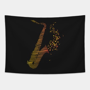 Creative Saxophone Art - Orange Mix Tapestry