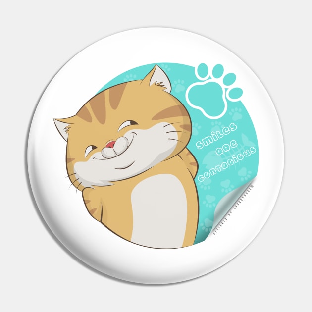 Devious Smile Cat - Tshirts Pin by ChubbydudeStore