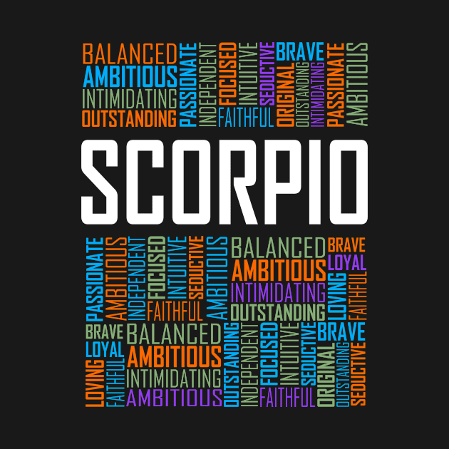 Scorpio Zodiac Words by LetsBeginDesigns