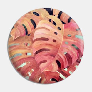 Monstera Love in Magenta and Coral - oil painting Pin