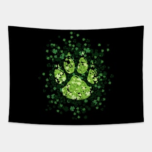 Dog Paw Irish Lucky Green Shamrock Clover - St Patricks Day Tapestry