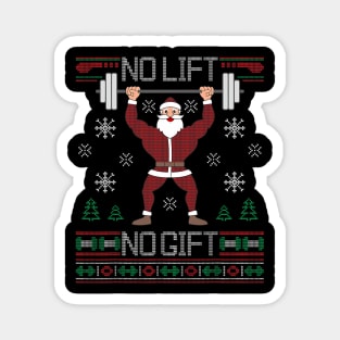 No Lift No Ugly Christmas Gym Santa Magnet