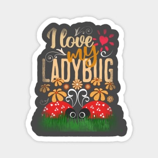 Ladybugs - Couple Matching My Ladybugs - Spring Floral Love Design Magnet