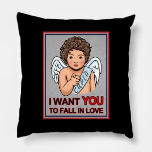 Cute Cupid Valentine Love I Want You Vintage Retro Poster Pillow