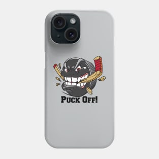 Hockey Puck Mascot Character Attitude Puck Off Cartoon Phone Case