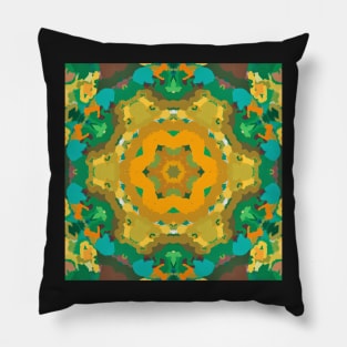 Vibrant teals, yellows and greens Pillow