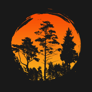 Sunset Minimalist Trees T-Shirt