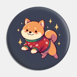 Cute Christmas Shiba Dog Pin