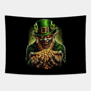 Scary Leprechaun Gold Rush Tee: Beware the Mischievous Spirits Tapestry