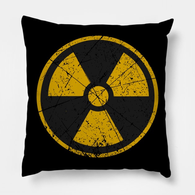 Radiation Warning Sign Vintage Pillow by Mandra