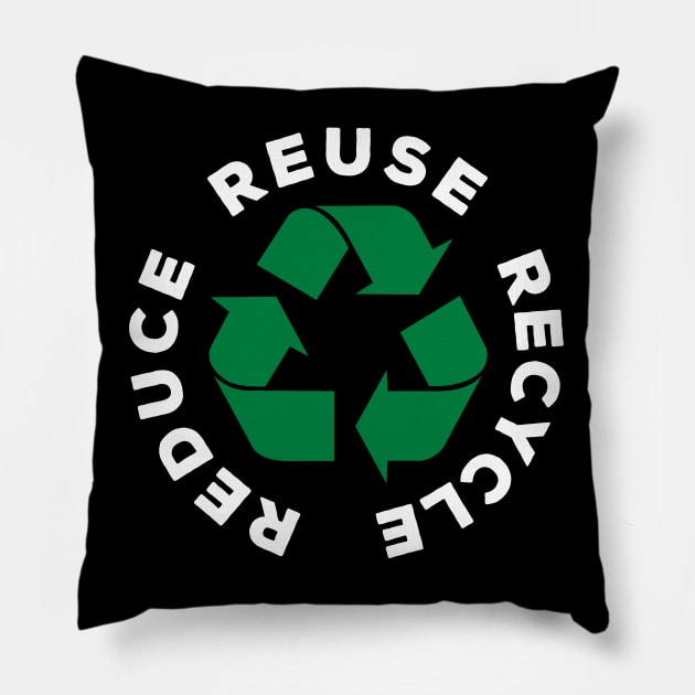 Reduce Reuse Recycle World Environment Day Gift Pillow by norhan2000