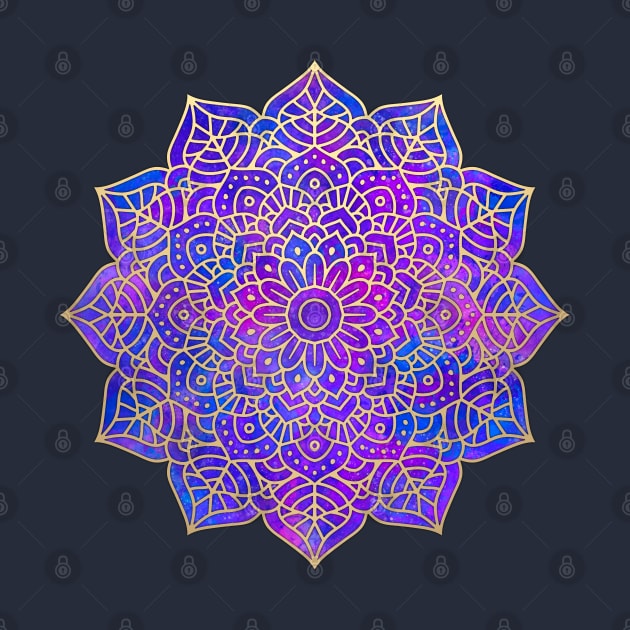 Purple and Gold Mandala by julieerindesigns