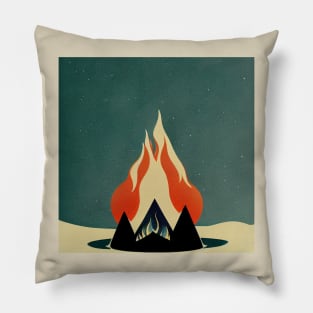 Snowy Campfire Pillow